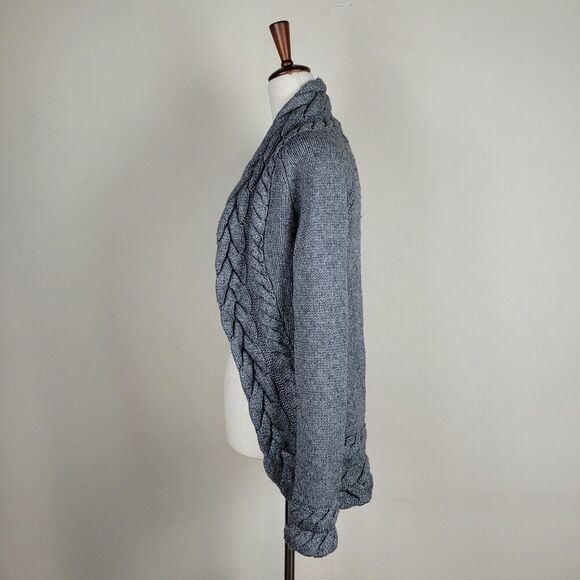 Banana Republic Sweater Womens Small Gray Cable Knit Open Wool Cashmere Blend - Picture 4 of 9